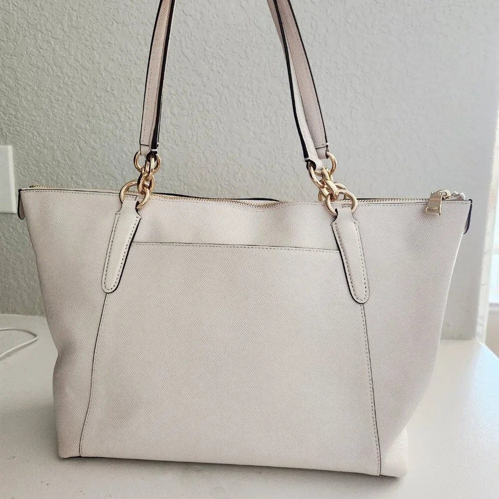 Coach Ava Cream Leather Shoulder Bag Purse Tote